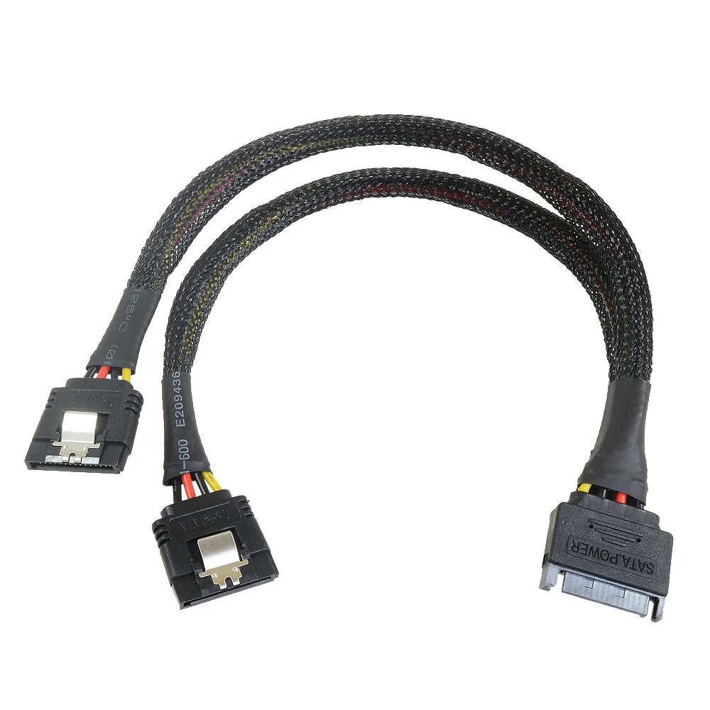 

30CM SATA 15Pin Male to Female Power Extension Cable 1 to 2 HDD SSD Power Supply Cable SATA Power Cable for PC