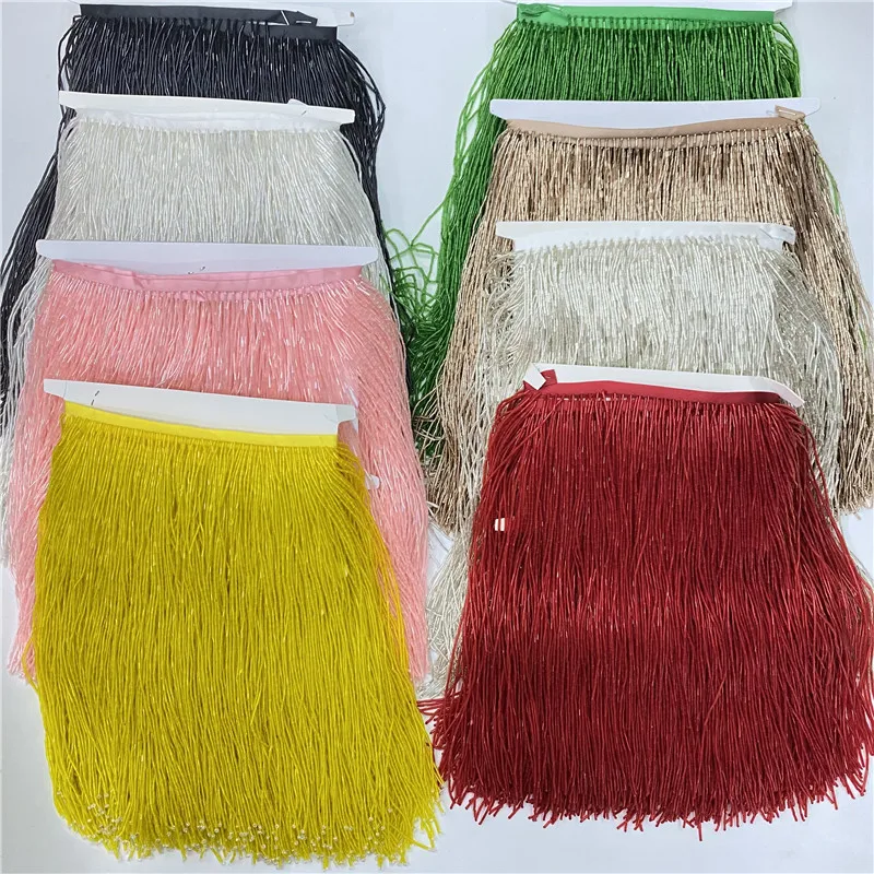 Hot 2meters/lot High Quality Beads Tassels Lace Trim Polyester Fringe DIY Stage Performance Curtain Decoration Lace Ribbon