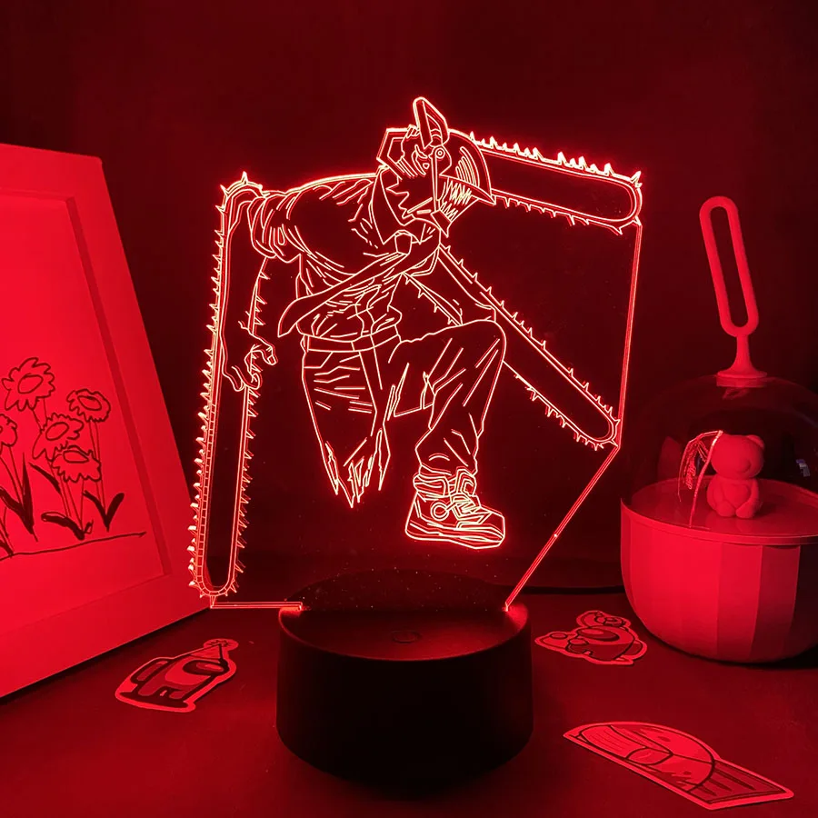 

Anime Chainsaw Man Figure Denji 3D LED Night Light for Kid Child Birthday Gift Bedroom Table Colorful Decor Manga Neon Lava Lamp