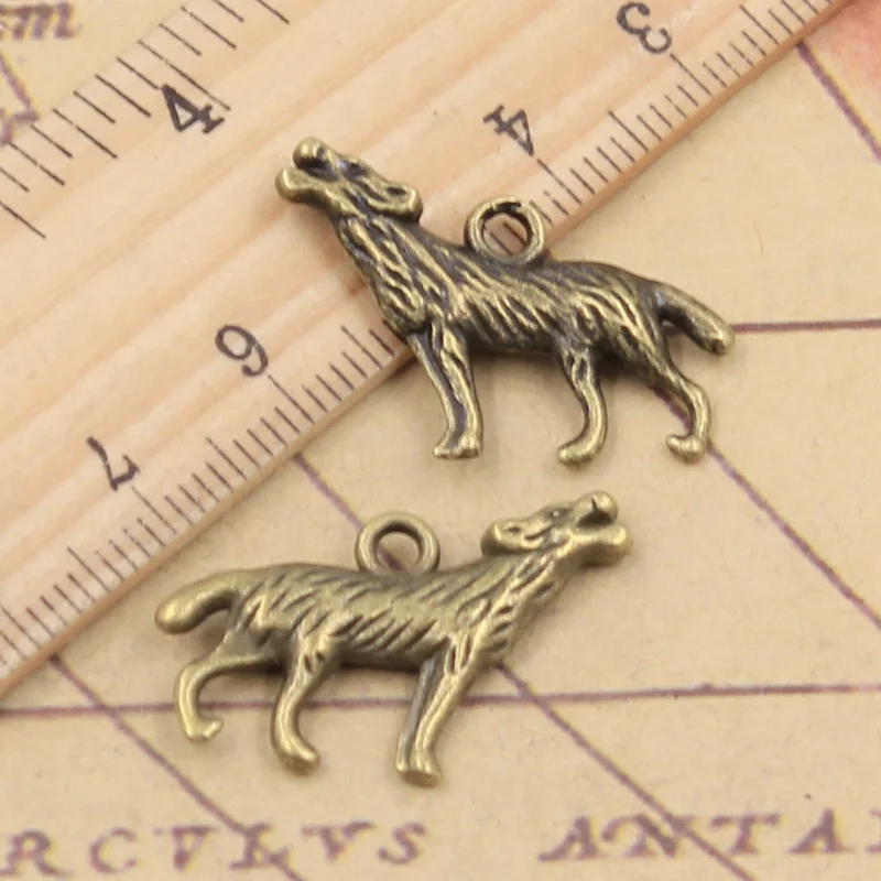 15pcs Charms Howling Wolf 26x20mm Tibetan Bronze Silver Color Pendants Antique Jewelry Making DIY Handmade Craft For Necklace