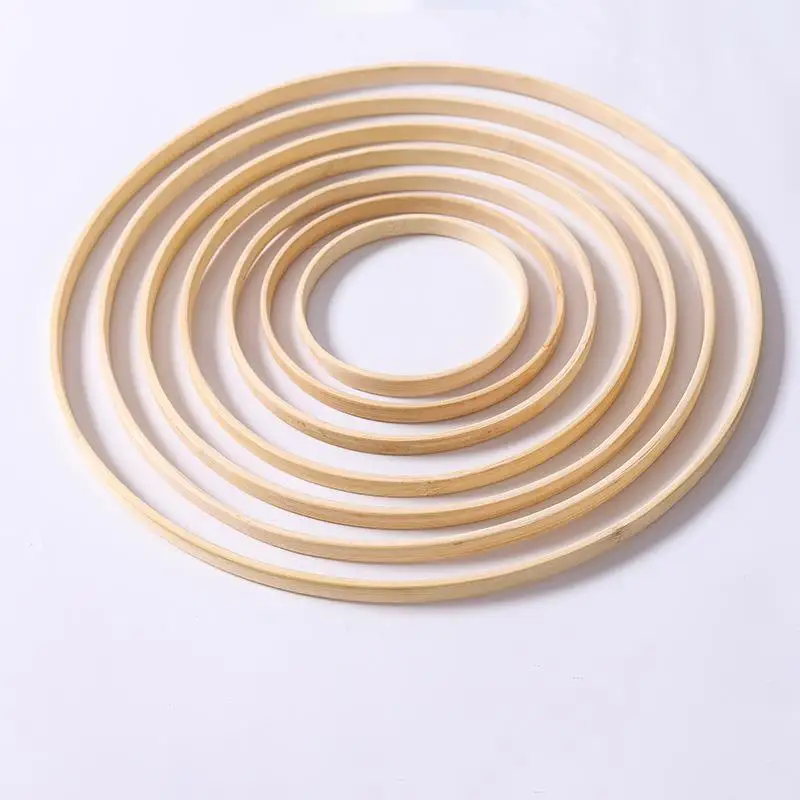 1Pcs Wooden Bamboo Floral Circle Hoop Macrame Hoop Wood Rings for Wedding Party Home DIY Flower Wreath Dream Catcher Frame Decor