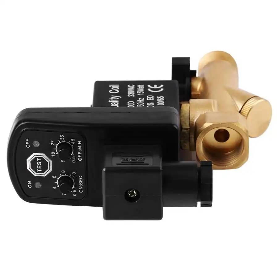 G1/2 DN15 Automatic Electronic Timed Drain Valve for Air Compressor Condensate Management Electric Magnetic