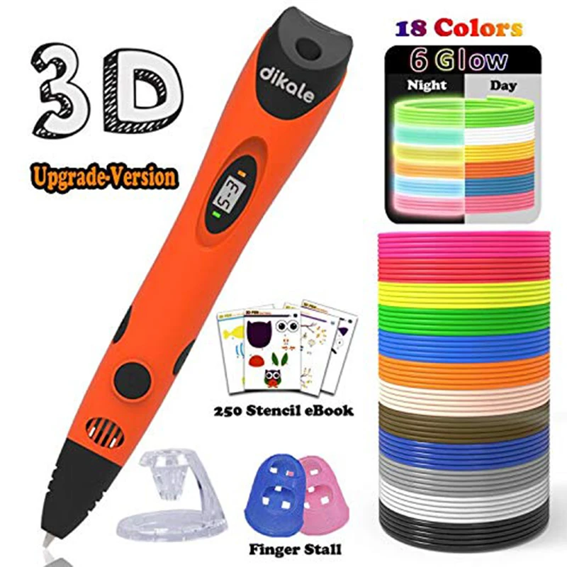 Dikale 3D Stylo Pen Imprimante Lapiz Dibujo 3D Criativa Caneta 3D Drawing Print Stencil eBook Refill PLA Filament Birthday Gift