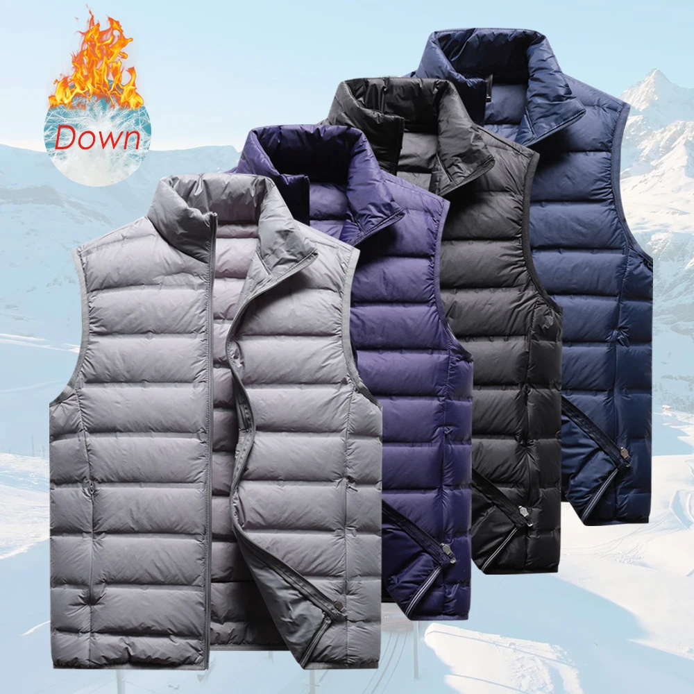 8XL Men Winter New Ultralight Classic Warm Down Sleeveless Jacket Vest Waistcoat Men Autumn Casual Outwear White Duck Down Vest