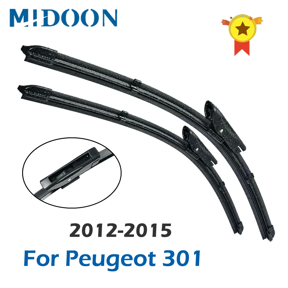 MIDOON Wiper Blades for Peugeot 301 Built in Vigo of Spain Fit Bayonet Arms 2012 2013 2014 2015