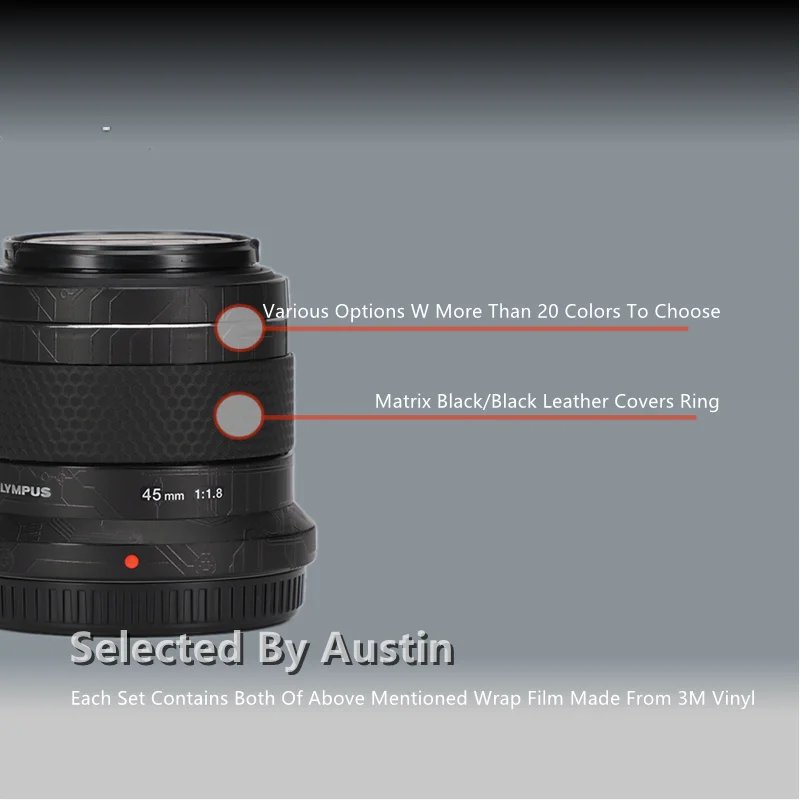 Skórka kalkomania obiektywu do Olympus 45 f1.8 naklejka na skórę Protector pokrowiec na zarysowania pokrowiec owijający