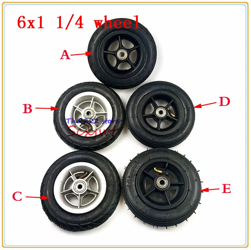 6X1 1/4 Wheels 150mm 6 inch solid / Pneumatic Tire Inner Tube with 4 rims for gas electric scooters e-Bike A-Folding Bike