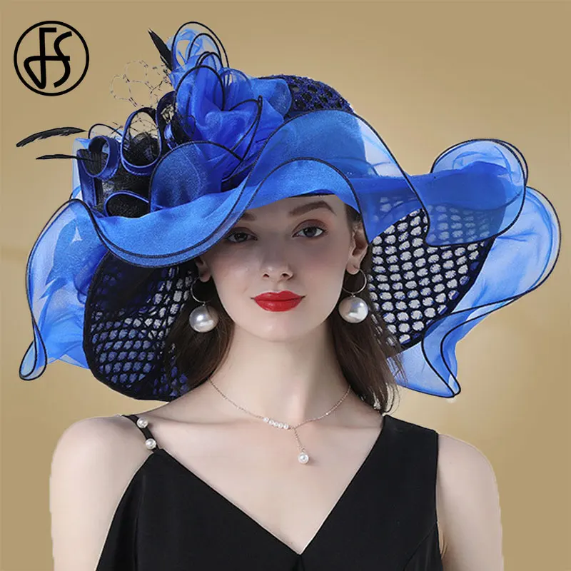 FS Women Organza Hats Wedding Bride Fascinators Elegant Big  display picture 1