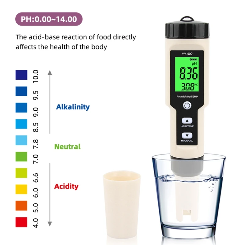 Newest YY-400 4 in 1 PH/ORP/H2&TEM Meter Digital Dydrogen Ion Concentration Test 964E