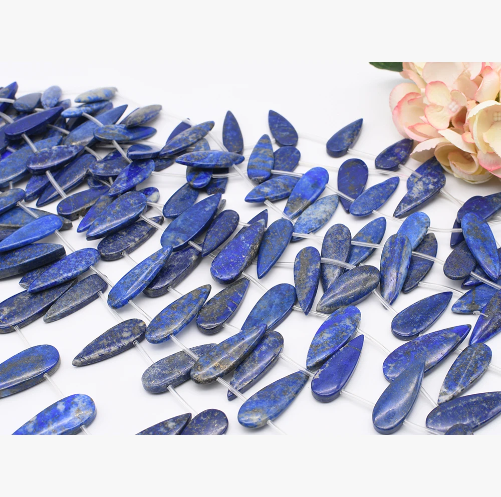 

13-18x40-50mm Natural Smooth Original Lapis lazuli Droplet shape Beads For DIY necklace bracelet jewelry make 15 "free delivery