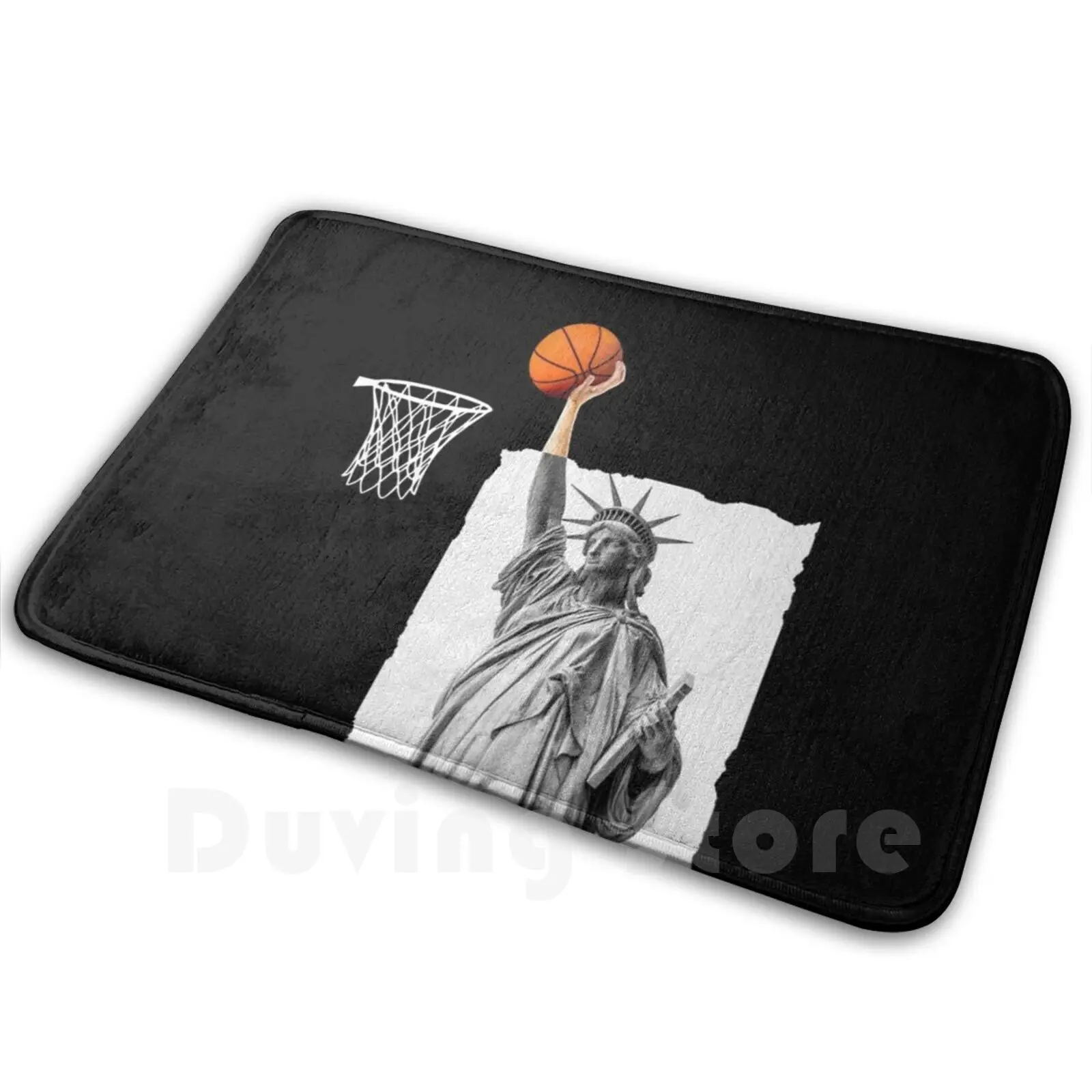

Funny Statue Of Liberty Basketball Collage Art Carpet Mat Rug Cushion Soft Basketball Michael Dirk Nowitzki Magic