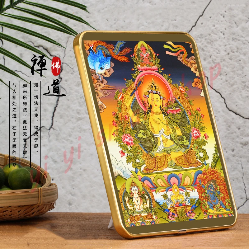 Manjusri Bodhisattva portrait, table top decoration, Buddhist Tantric Manjusri Buddha hanging painting crafts