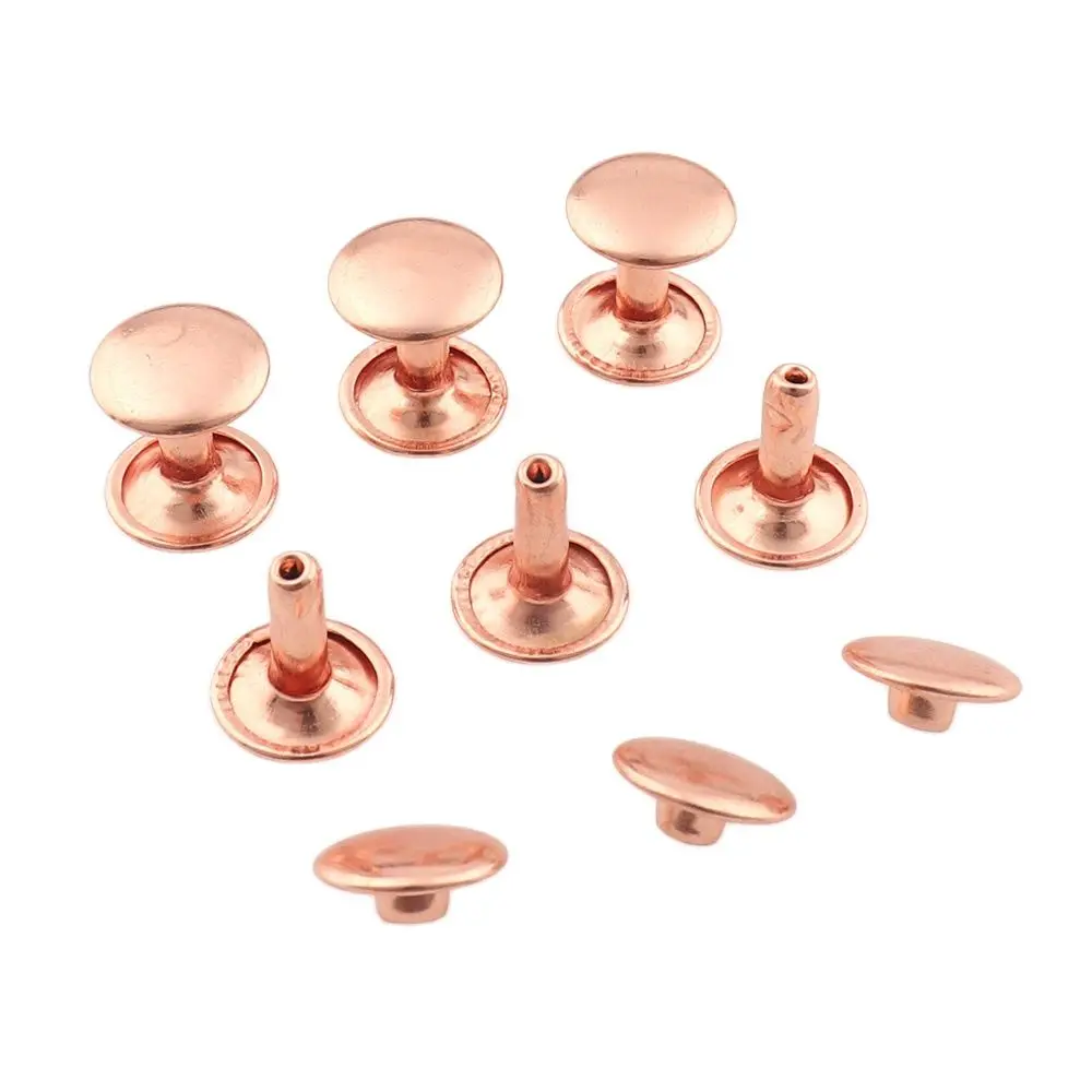 100sets 10mm Rose gold Leather Rivets Double Cap Rivet Tubular Metal Studs for DIY Leather Craft Rivet Belt Jeans Jacket