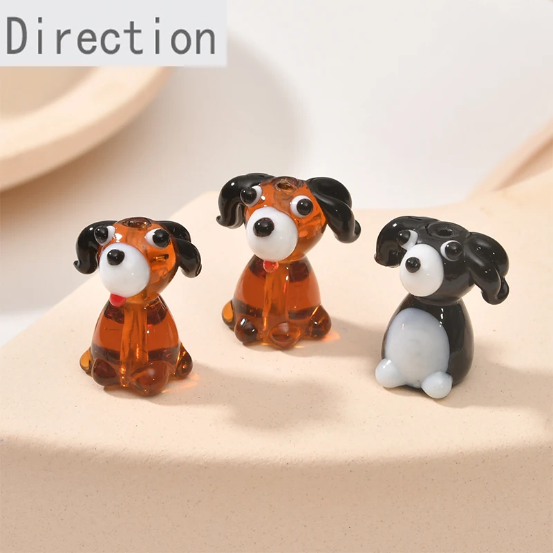 Cute Cartoon Childlike Colored Glass Coffee Puppy DIY Fun Homemade Bracelet Necklace Jewelry Accessories Material