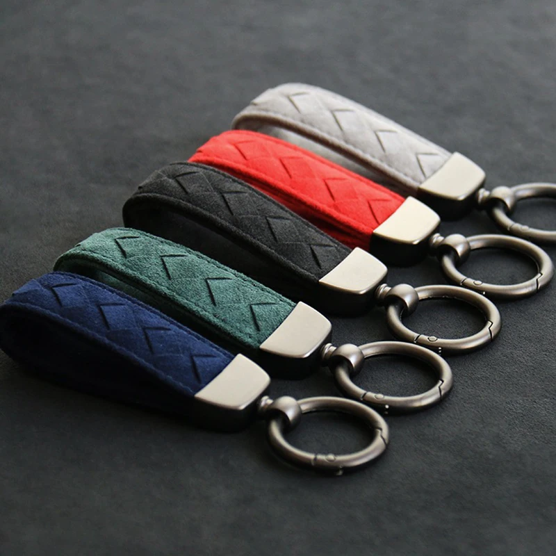 High-Grade Suede Leather Car Key Chain Luxury Key Rings Holder Buckle Alcantara Bag Pendant Charms Best Gift for Christmas Xmas