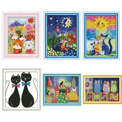 Joy Sunday Cat in the Sun Chinese Cross Stitch 14ct 11ct Cross Stitch Kit DIY Needlework DMC Cross Stitch Kit Embroidery Crafts