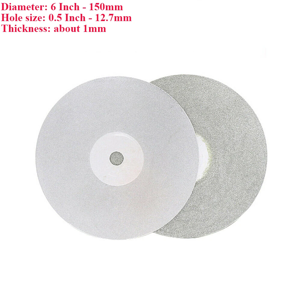 6 inch 150 mm Diamond Coated Flat Lap Grinding Disc 60-3000 Grit Abrasive Wheel Disk for Gemstone Jewelry Glass Knife Ceramics