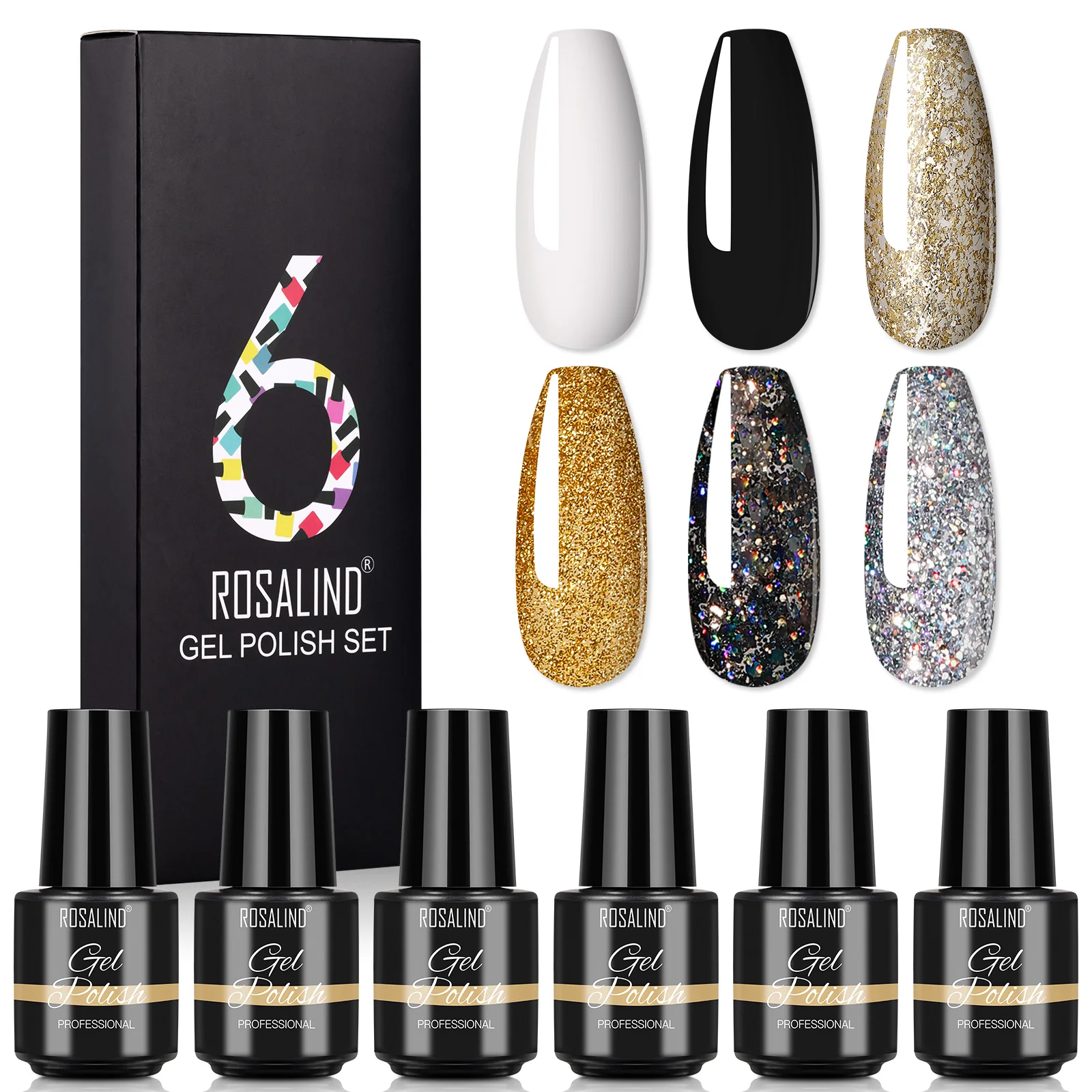 Rosalind 2/6/12/24pcs gel polonês garrafa de plástico conjunto de verniz para unhas gel embeber fora base superior casaco unha gel verniz manicure unhas arte