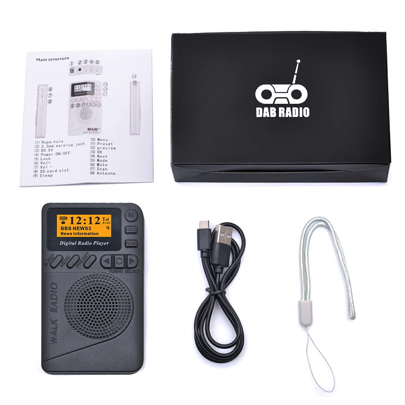 Odtwarzacz DAB/DAB + Radio cyfrowe DAB odbiór odbioru FM odtwarzacz MP3 kieszonkowy Mini odbiornik Stereo wyświetlacz LCD dobry głośnik