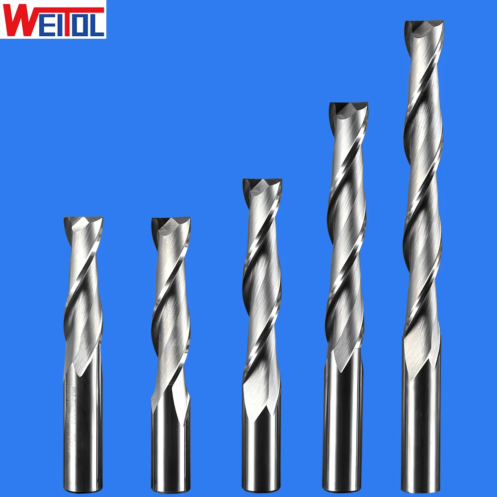 Weitol fresa de moagem espiral, 1 peça 8mm 10mm 12mm 5a duas flautas