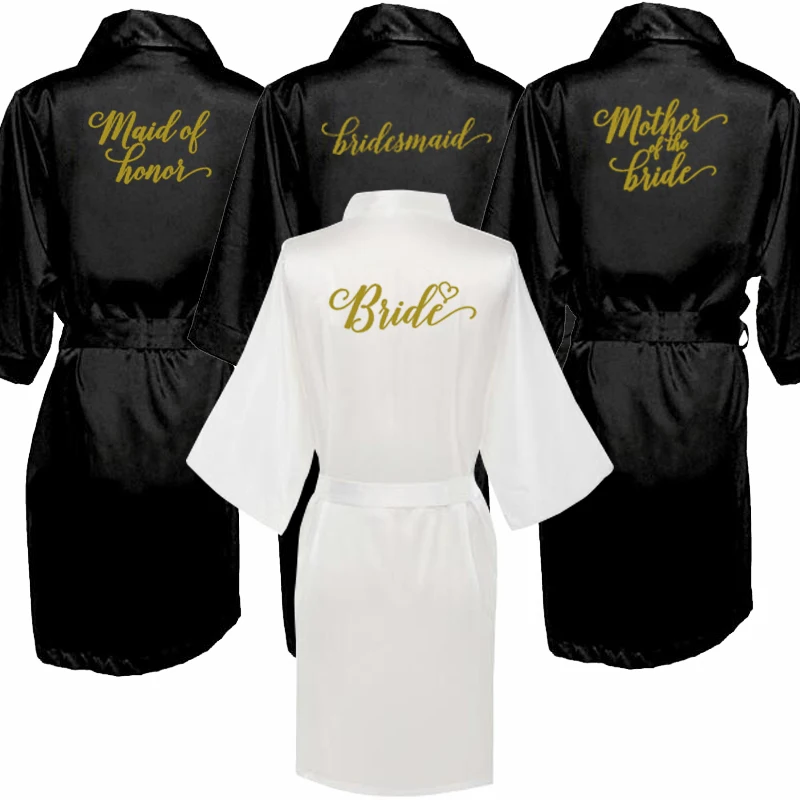 sexy black robe Women Short Bride Bridesmaid Kimono Robes for Wedding Party sister of the bride mother of the bride robes