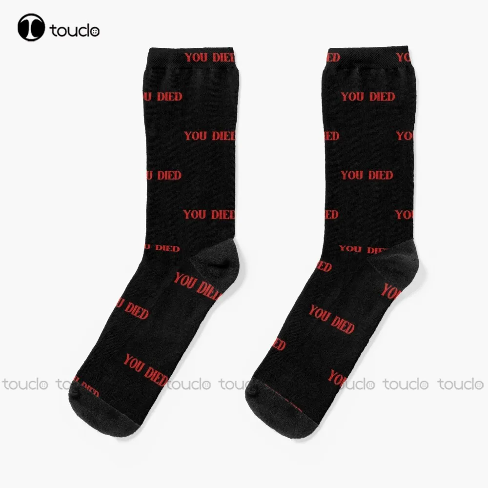 

New You Died Souls Series Reference Video Game Socks White Soccer Socks Youth Personalized Custom Unisex Adult Socks Teen Socks