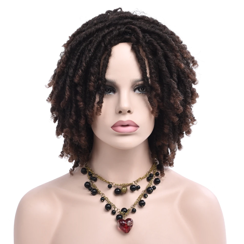 DinDong 8 inch Dreadlock Hair Wigs  Medium Part Synthetic Crochet Braided Wigs Crochet Soul Locs Braids Wigs