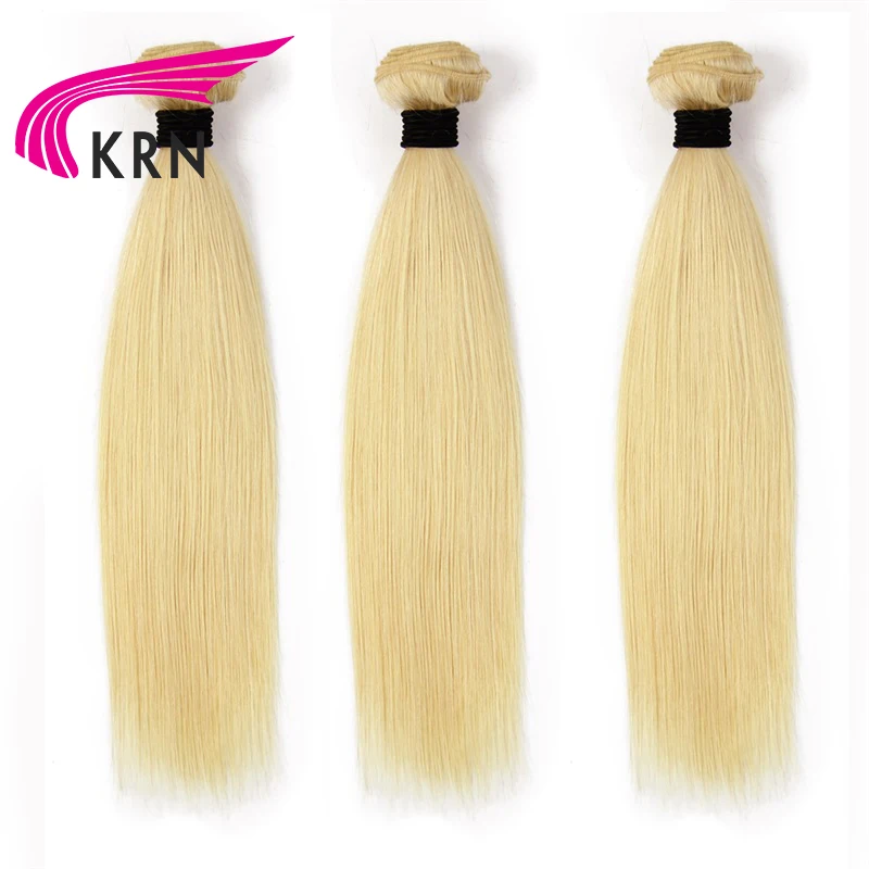 KRN Straight 1/3 613 Blonde Hair Extensions Brazilian Hair Bundles Remy Human Hair 8-28inch