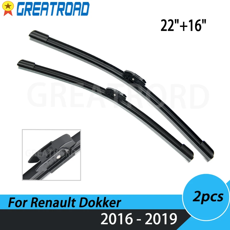 

Wiper LHD Front Wiper Blades For Renault Dacia Dokker Express 2016 - 2019 Windshield Windscreen Front Winow 22"+16"