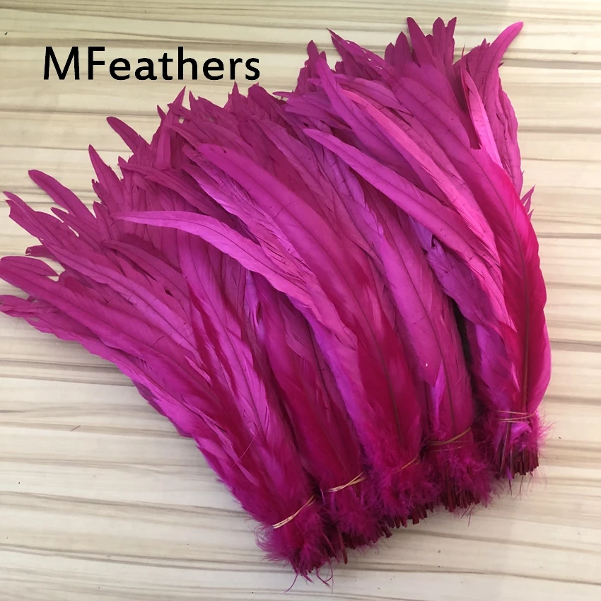 100Pcs Quality hot pink Colored 14-16inch 35-40cm Rooster Tail Feathers For Halloween Carnival Costume Mask 23 Colours Available