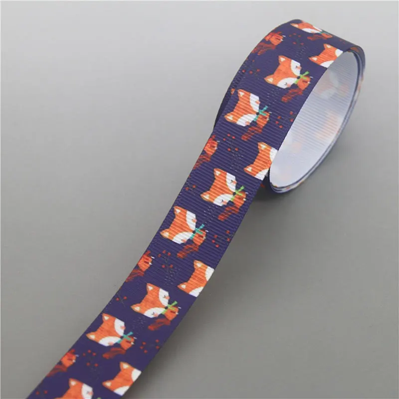 DHK 5yards fox animals Printed Grosgrain Ribbon Accessory Hairbow Headwear Decoration DIY Wholesale OEM E1736