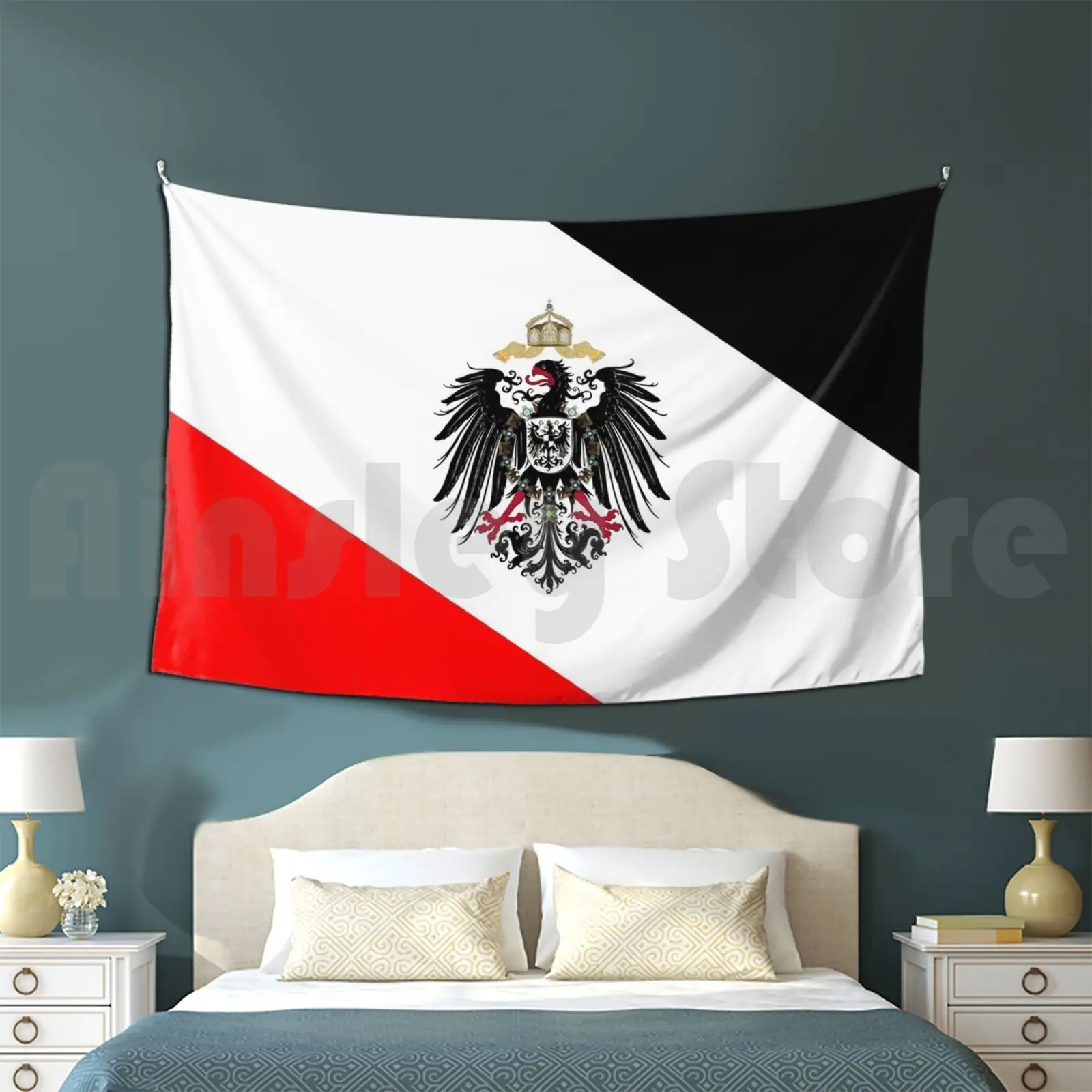 The German Imperium Tapestry Background Wall Hanging Germany Empire Patriot Black White Red Flag Eagle