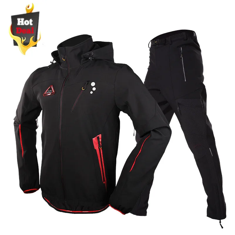 Wodoodporny zestaw odzieży rowerowej zimowe termiczne spodnie polarowe kombinezon przeciwdeszczowy wiatroodporny zestaw koszulek rowerowych MTB Sportswear Ciclismo