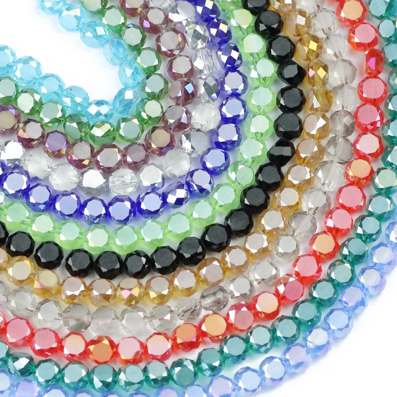 YHBZRET Bread shape Austrian crystal beads 50pcs 4*6mm Matte glass Flat Round Loose bead for jewelry making bracelet Accessories