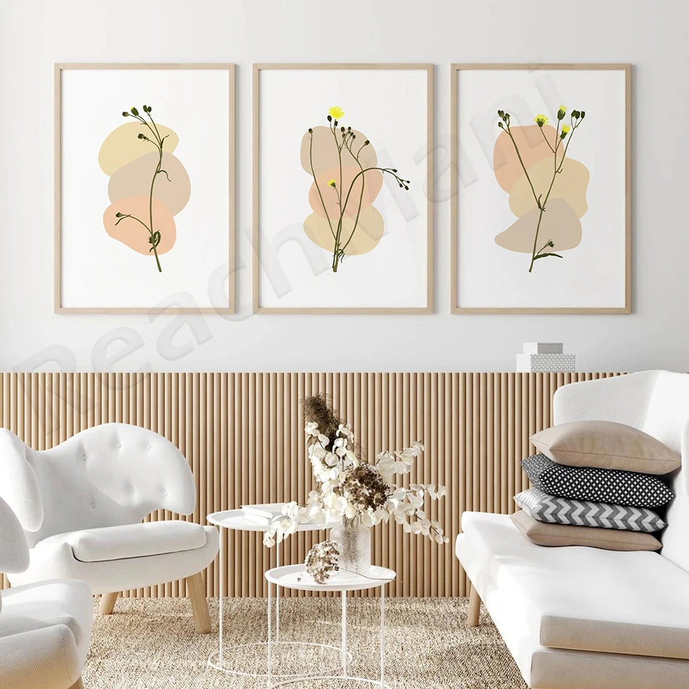 Minimalist Floral Prints | Beige Flower Wall Art | Neutral Abstract Botanical Art | Boho Floral Gallery Wall