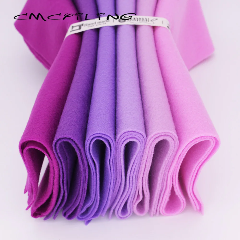 CMCYILING Sewing Felt Fabric For Needlework DIY Dolls Crafts Toys,Soft Purple Non-Wove , Polyester Cloth 6Pcs/Lot 25cmx28cm