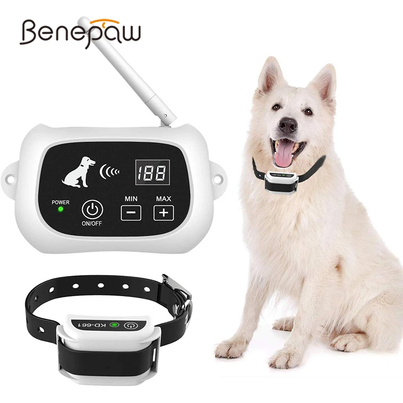 

Benepaw Electric Wireless Dog Fence System Waterproof Rechargeable Pet Training Collar Shock Beep Up To 500m Radius Boundary
