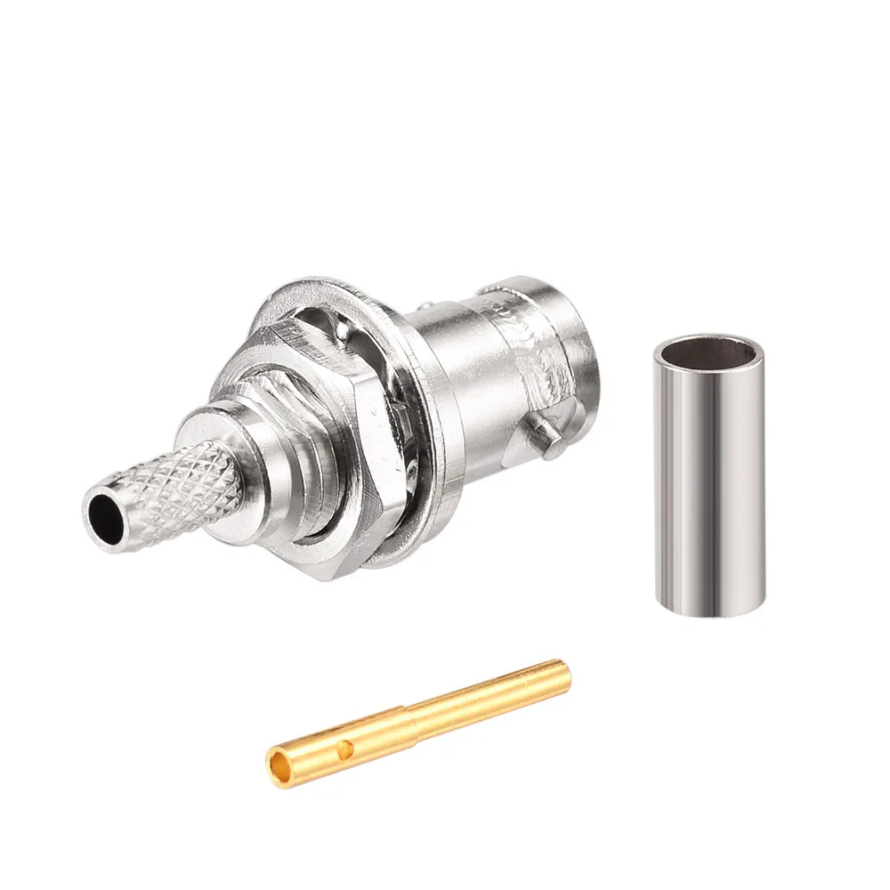 Eightwood Mini BNC 75 Ohm Crimp Jack Female Straight Bulkhead RF Coaxial Connector for RG179 RG316 Coaxial Cable