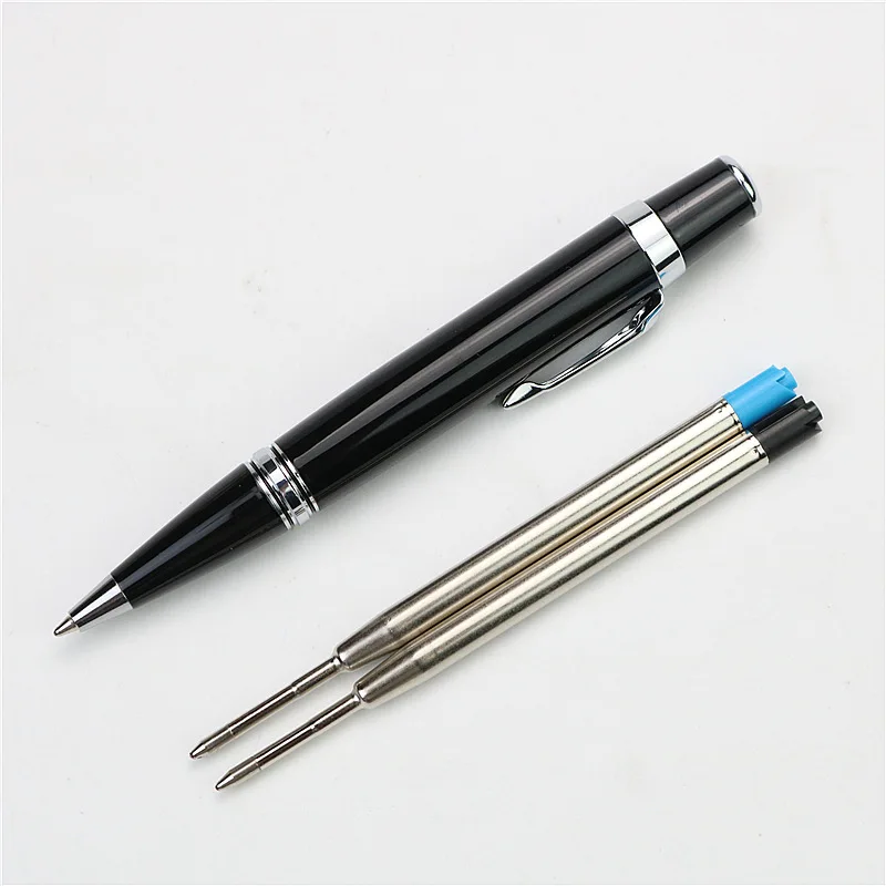 Short metal Ballpoint Pen High-end portable office signature pen Cute rotating refill in and out Spare 0.7mm black and blue core