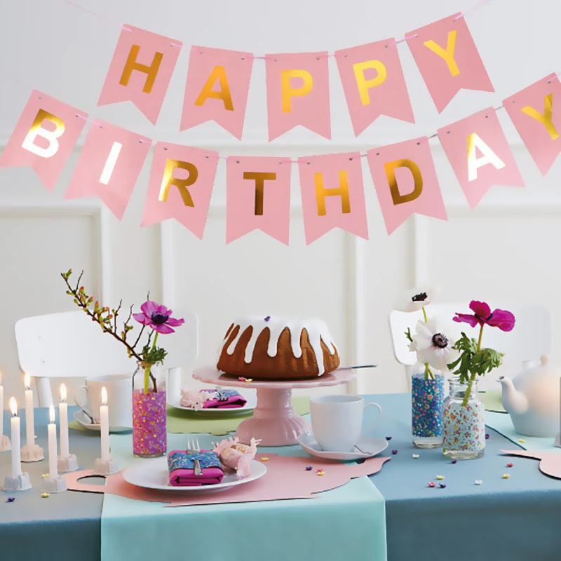 NEUE Alles Gute zum Geburtstag Banner Bunting Flagge Party Dekoration Kinder Dekor Kinder Ornament Baby Bunte Mädchen Junge Parti Liefert – Detail 5