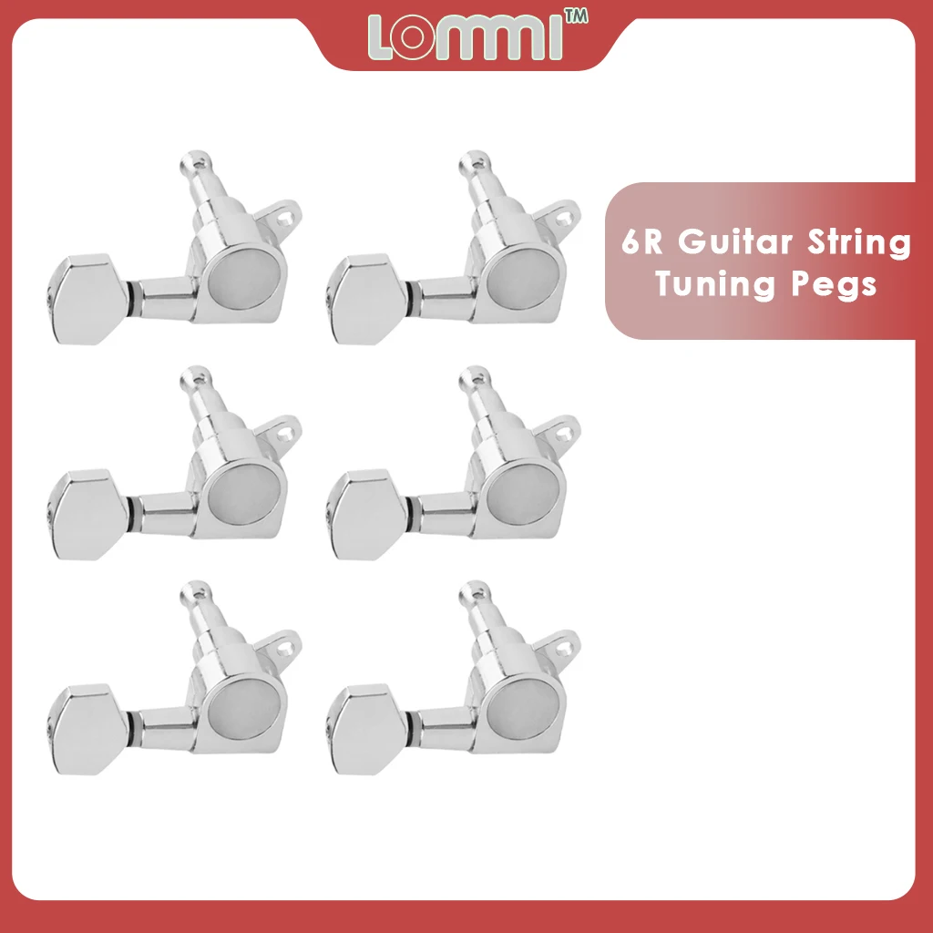 

LOMMI Guitar String Tuning Pegs Locking Tuners Keys Machine Heads Tunings 6R Chrome Right Hand For ST TL Style Electric Guitar