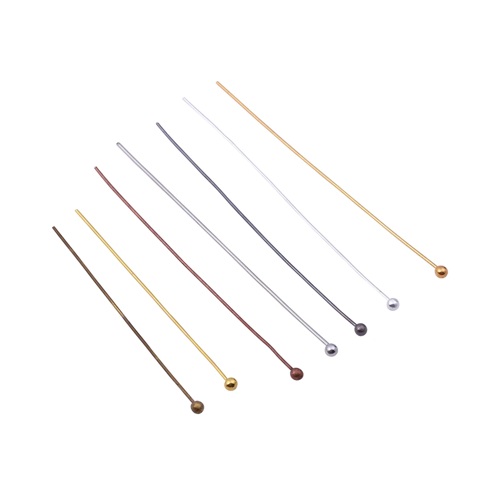 200pcs/lot 16-50mm 8 colours Copper Ball Head Pins For Diy Jewelry Making Head pins Accessories Dia 0.5mm Supplies Wholesale