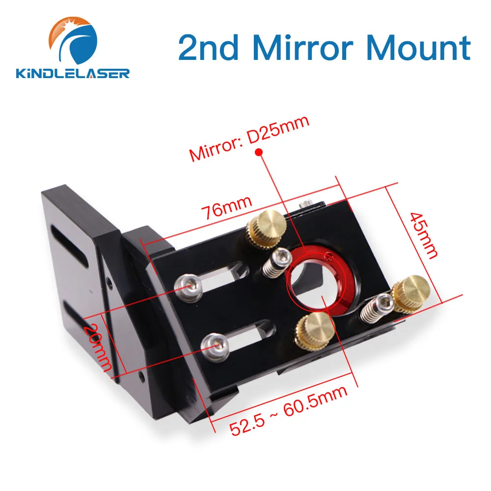 KINDLELASER CO2 Mirror Mount Black Second Laser Mount Mirror 25mm Integrative Mount For Laser Engraving Machine