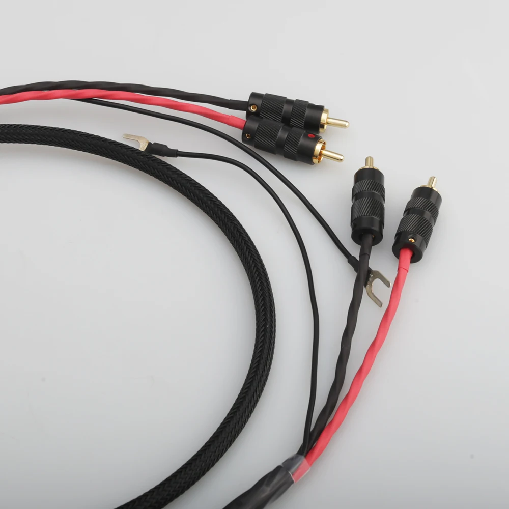 2 RCA do 2 RCA ground U spade plug Audio Phono Tonearm kabel z przewód uziemienia na winylowa płyta długogrająca gramofon kabel sygnałowy