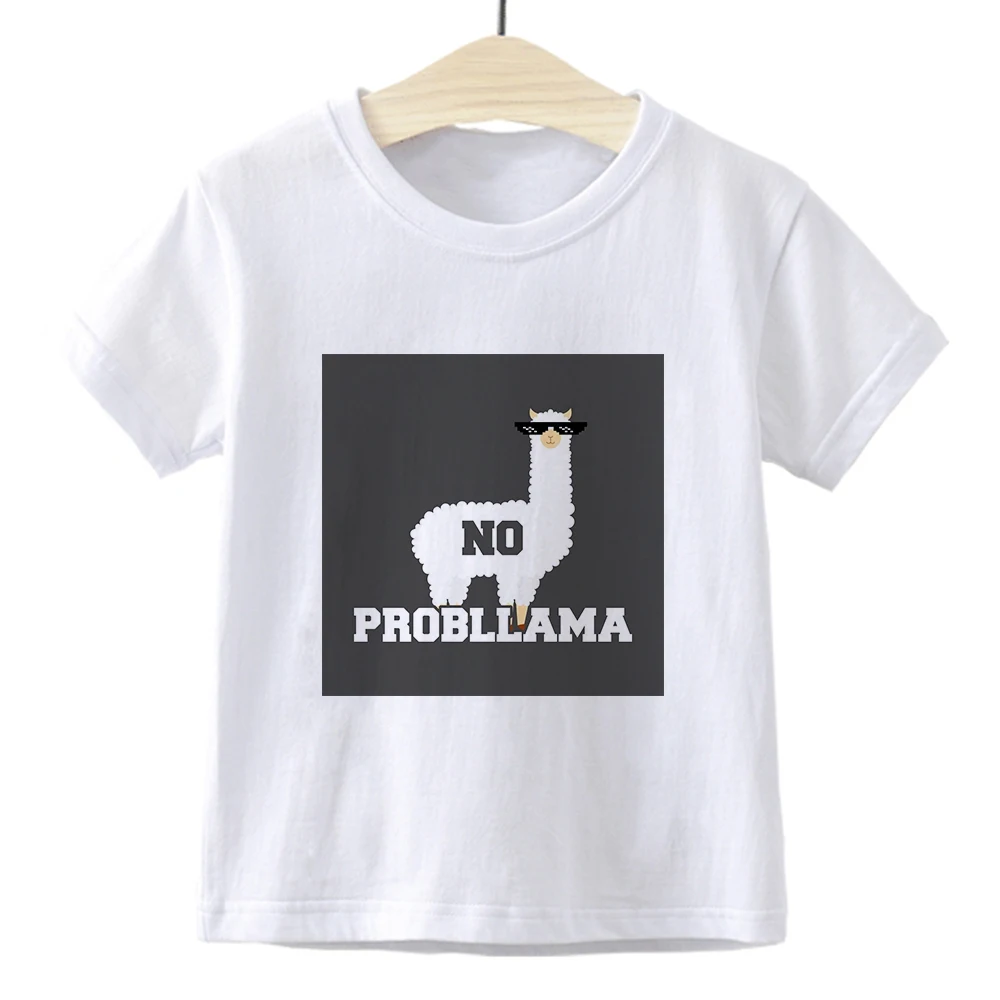 

Funny Alpaca Cartoon T-shirts Cute Animal Kids Clothes Summer Short Sleeve Toddler Girl T shirt Novelty Casual Children's Tops