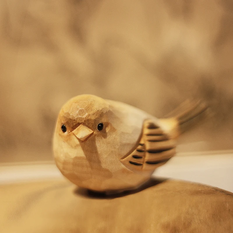 Little Fat Bird Handmade Home Crafts Wood Carving Birds Pendant Solid Wood Ornaments