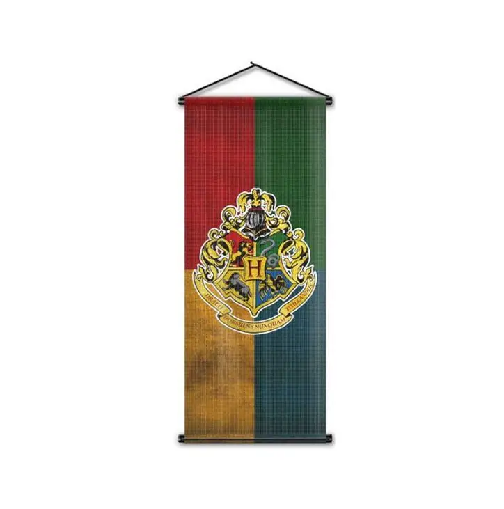 Harryy Potter grid hanging flag Gryffindor College indoor scene Potter bar decoration Slytherin Hufflepuff flag with flagpole