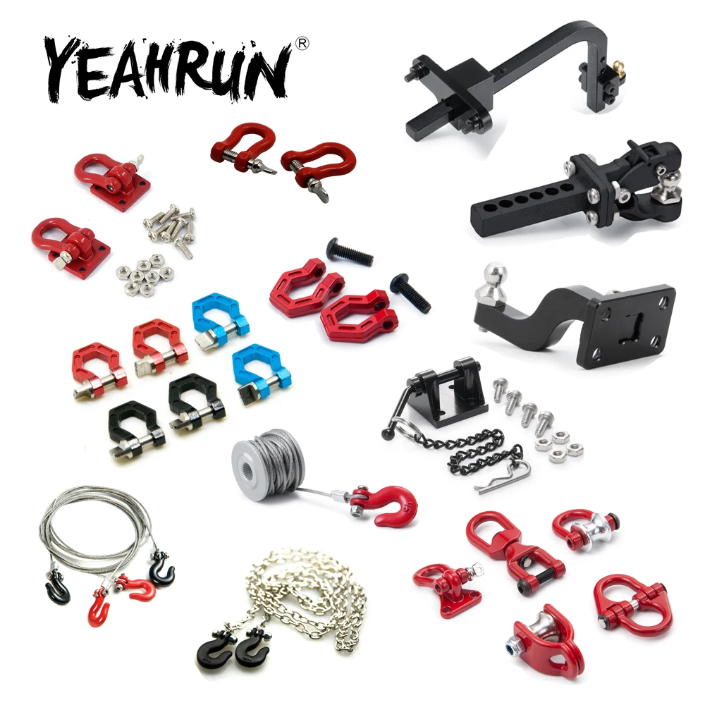 

YEAHRUN 1/10 RC Crawler Car Metal Trailer Rope Chain Shackle Tow Hook Winch hook Accessories for Axial SCX10 Upgrade Parts