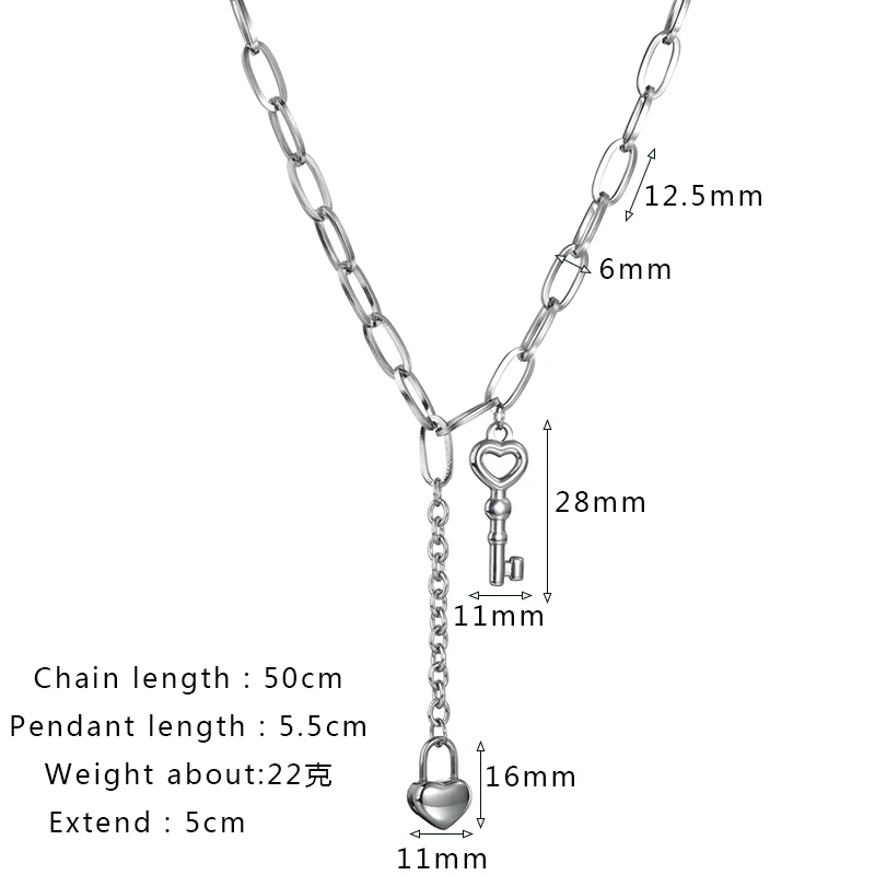 Nextvance Fashion Lock Key Pendant Necklace Stainless Steel Necklace Women Girl Boyfriend Lover Couple Gift Party Daily