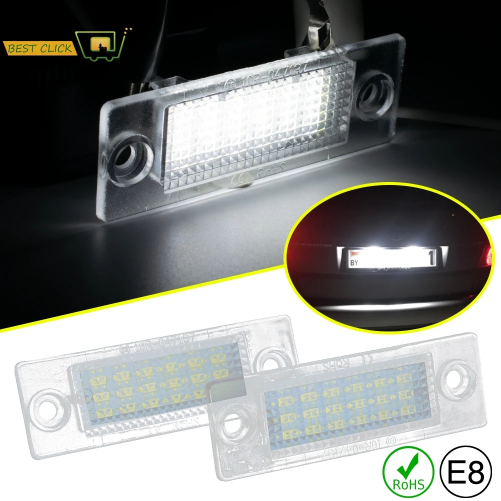 2Pcs LED License Plate Lamp Number Plate Light For Skoda Superb For VW Volkswagen Multivan Passat Variant Transporter Caravelle